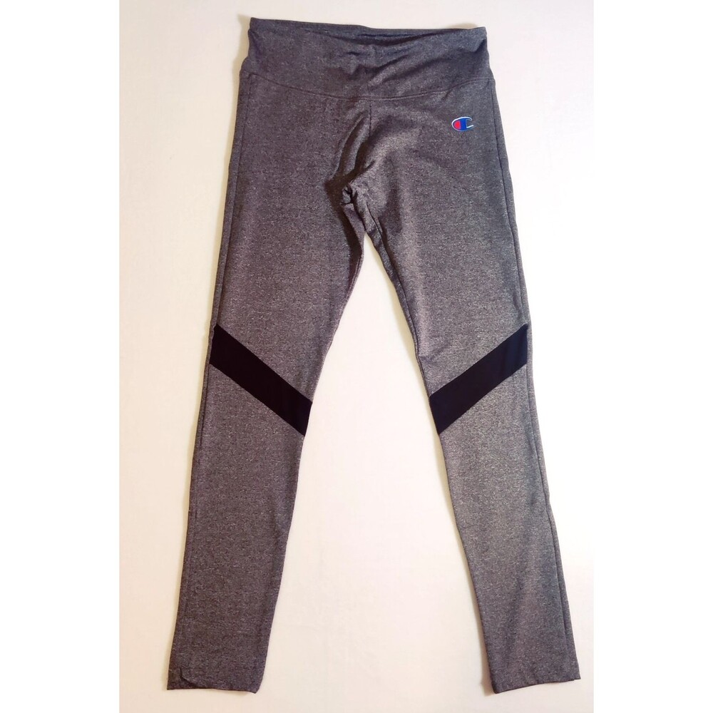 Champion Girls (10-12) Large Long Leggings, Gray w/Black Stripe Yoga Pant